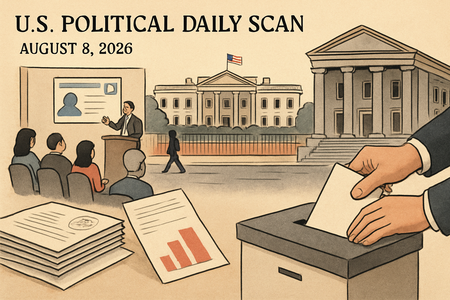 Illustration for U.S. Political Daily Scan — August 8, 2026